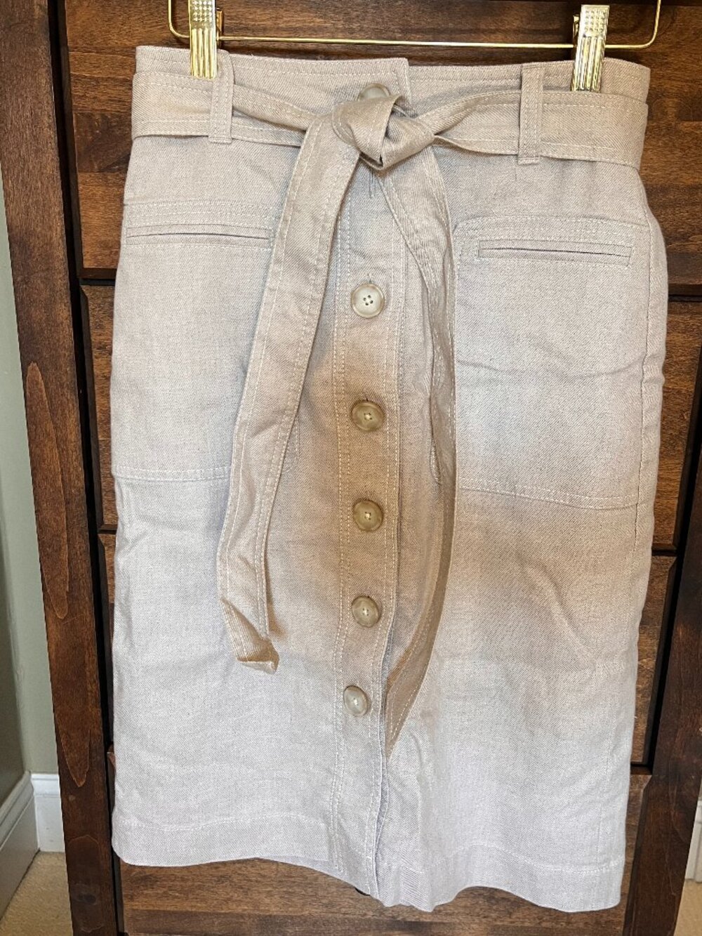 NWOT-JCrew Button Front Linen Skirt - lined